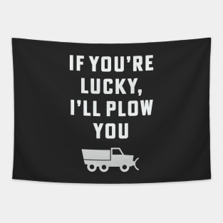 If you're lucky I'll plow you Funny Snow Plow Driver Snow Removal Tapestry