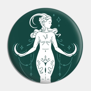 Vintage Capricorn Goddess Zodiac Symbol // Proud Capricorn Horoscope Sign Astrology Pin