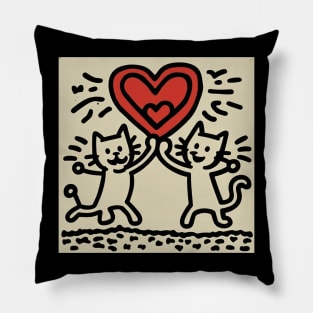 Funny Keith Haring, cats lover Pillow