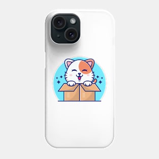 Happy cute cats in paper box Phone Case