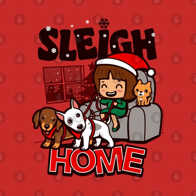 Sleigh Home Cute Kawaii Christmas Cartoon For Pet Lovers by BoggsNicolas