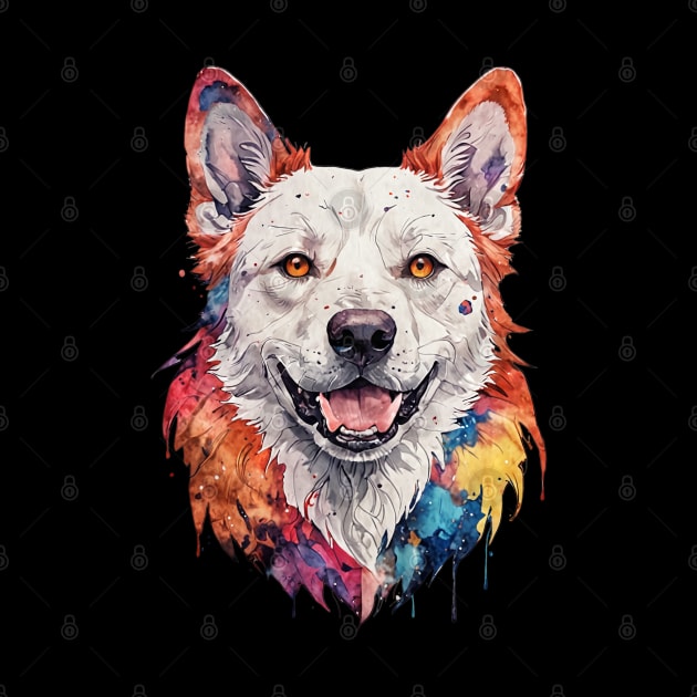 Colorful water paint style dog by T-Shirt Paradise