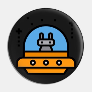 bunny in ufo icon sticker Pin