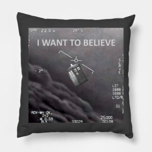 I Want To Believe - Blue Police Box Pillow