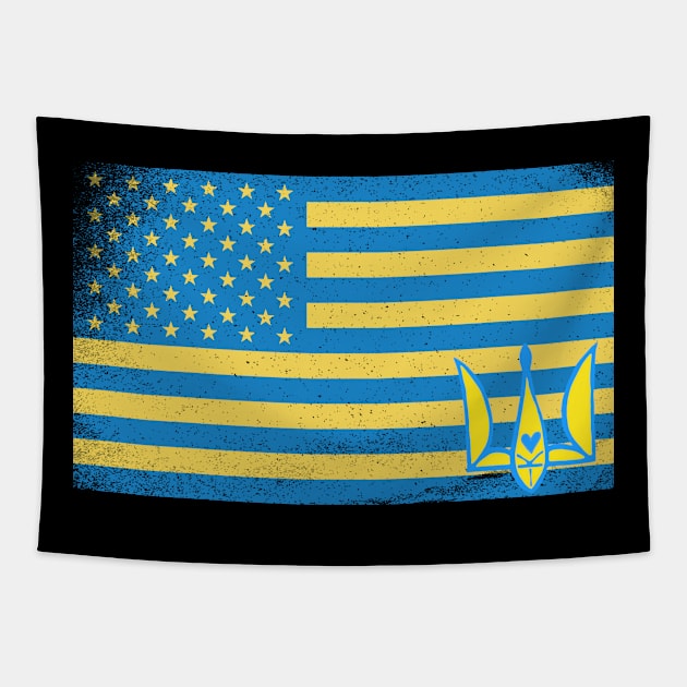 USA Stand With Ukraine Tapestry by Shirtz Tonight