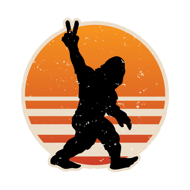 Retro Bigfoot Peace Sign by hobrath