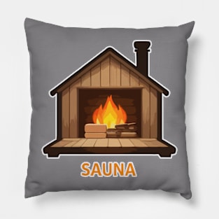 Relaxing Sauna Scene Pillow