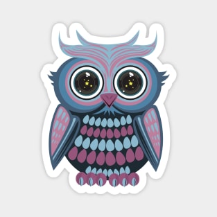 Star Eye Owl - Blue Purple Magnet