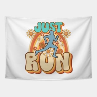 Just run Runner retro quote  gift for running Vintage floral pattern Tapestry