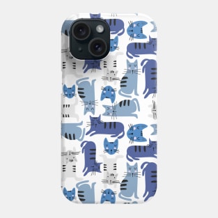 White And Blue Cute Cats Pattern Cat Lover Gift Phone Case