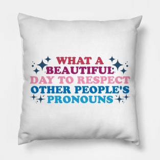 What A Beautiful Day to Respect Other People's Pronouns Pillow