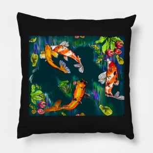 Best fishing gifts for fish lovers 2022. Koi fish swimming in a koi pond Pattern 4 fish Pillow