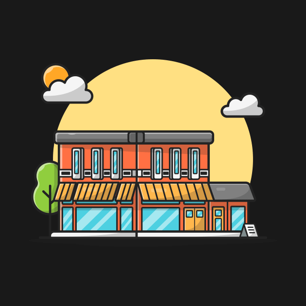 Street Café Building Cartoon Vector Icon Illustration (2) by Catalyst Labs