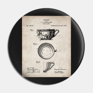 Tea Cup Patent - Tea Coffee Lover Home Kitchen Decor Art - Antique Pin