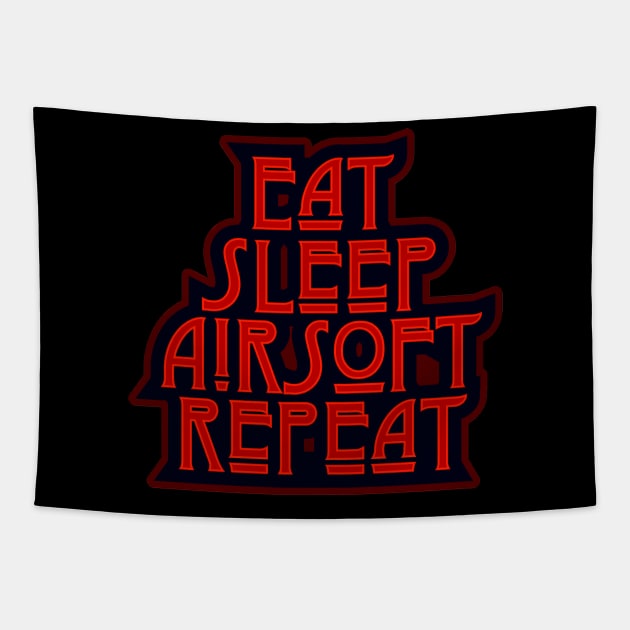 Eat Sleep Airsoft Repeat InfaredTypographical Design Tapestry by LJWDesign.Store