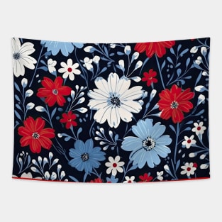 Red White & Blue Daisies Tapestry