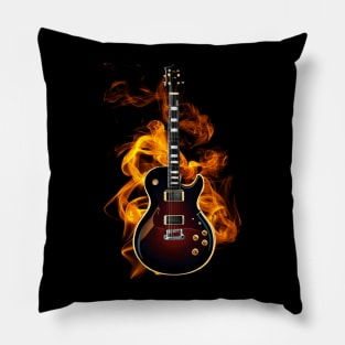 Electric Guitar on fire 2 Pillow