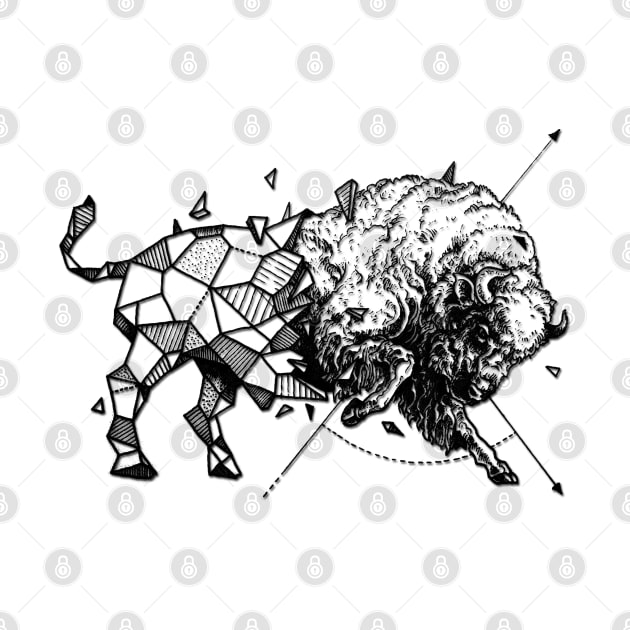 Geometerical Bison - Tattoo Design by Affiliate