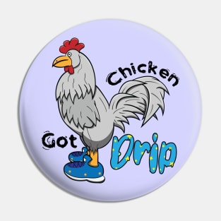 Chicken With Shoes White Blue DRIP Pin