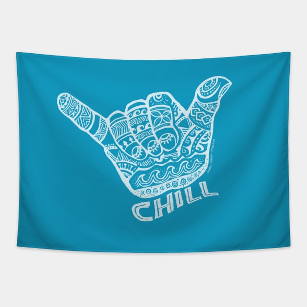 Chill, Hang Loose Hand Tapestry by Jitterfly