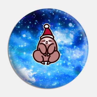 Night Sky Santa Hat Sloth Pin