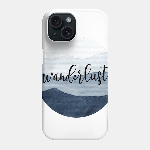 Mountains Ombre |Watercolor Indigo Texture Phone Case by ChipiArtPrints