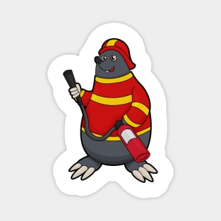 Mole as Firefighter with Fire extinguisher Magnet