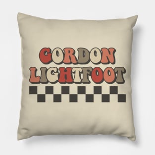 Gordon Lightfoot Checkered Retro Groovy Style Pillow