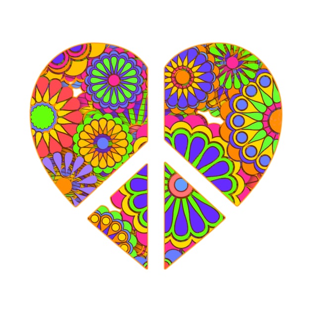 Love Flower Power Peace Sign Heart by AlondraHanley