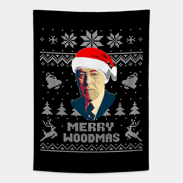 woodrow wilson Funny Merry Christmas Tapestry by Nerd_art