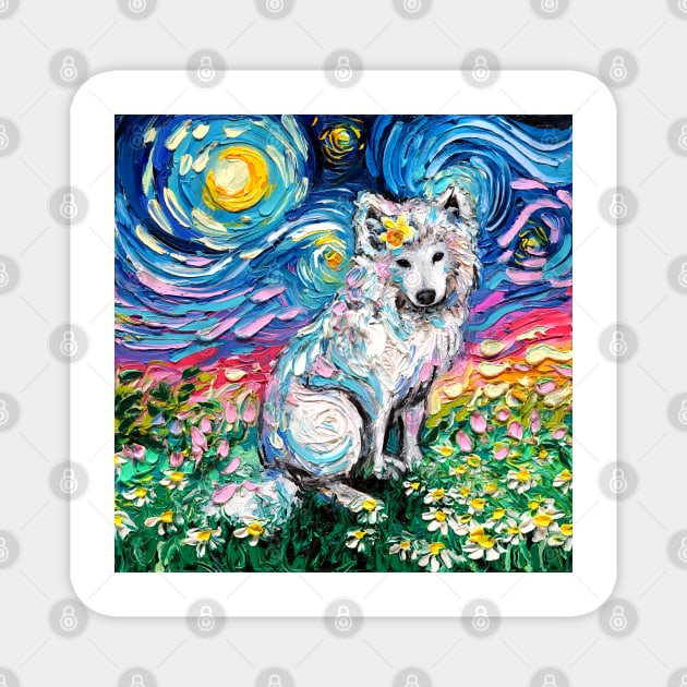 Samoyed Starry Night Magnet by sagittariusgallery