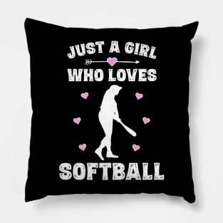 Girl Who Loves Softball Baseball Player Pillow