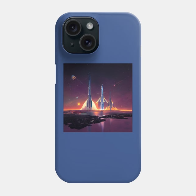 Interplanetary Spaceport Phone Case by Grassroots Green