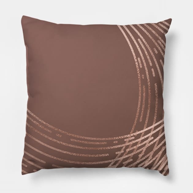 Rose Gold Geometric Lines Abstract Background Pattern Pillow by Printable Pretty