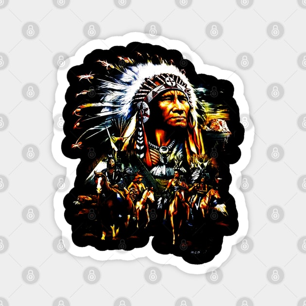 Native American Indian Chief Magnet by vectordiaries5