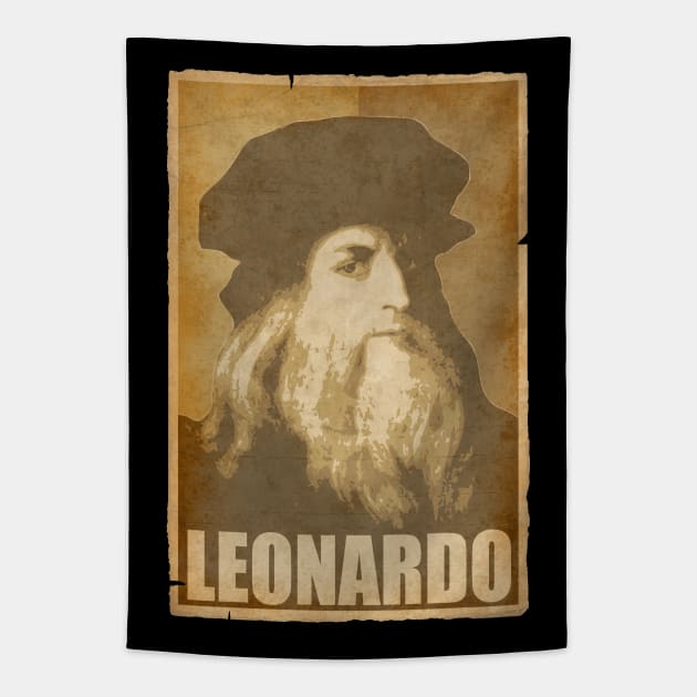 Leonardo Da Vinci Propaganda Poster Pop Art Tapestry by Nerd_art