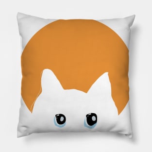 White Cat Face Pillow
