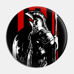 Cool Spartan Warrior With Banner Pin