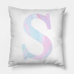 The Letter S Blue and Pink Marble Pillow