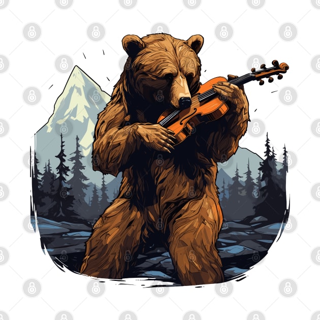 Grizzly Bear playing violin by Graceful Designs