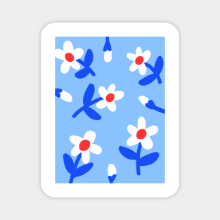Blue Floral Pattern Magnet