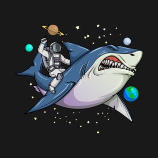 Astronaut Rides Shark in Space - Kid's Astronaut T-Shirt