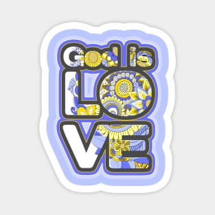 God is Love Blue Floral Magnet