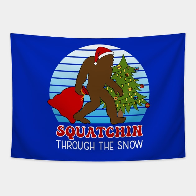 Funny Christmas Santa Bigfoot Tapestry by HotHibiscus