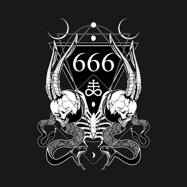 666 with some skulls, serpents and Leviathan cross by Von Kowen