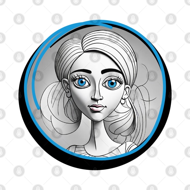 Pretty Girl Portrait - Line Art Design by Wilcox PhotoArt