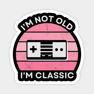 I'm not old, I'm Classic | Game Controller | Retro Hardware | Vintage Sunset | Gamer Girl | '80s '90s Video Gaming Magnet