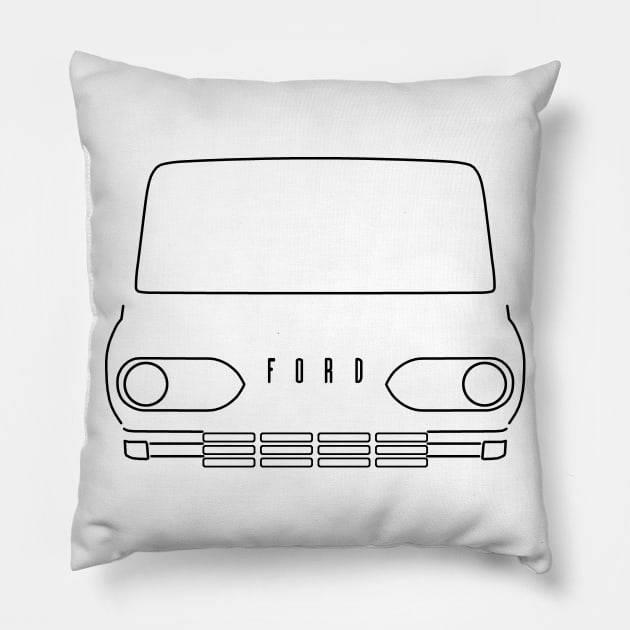 Ford Econoline classic van outline graphic (black) Pillow by soitwouldseem