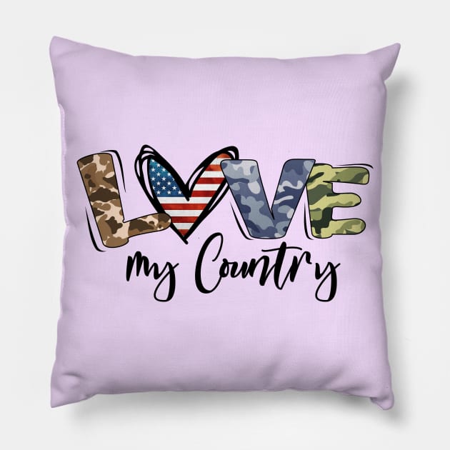 Patriotic design - Love my country USA Pillow by VikiShop