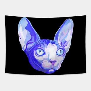 Floating Blue Sphynx Cat Head Tapestry